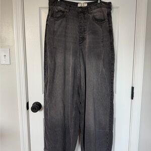 We The Free Washed Charcoal Wide Leg High-Rise Jeans